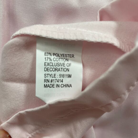 Miss Elaine Large New w/ Tags Pink Night Gown 1/4 Button Embroidered - Picture 5 of 6